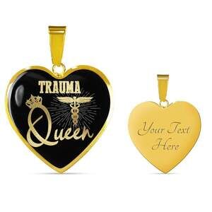 Trauma Queen Paramedic Nurse Necklace Personalized Engraved Gold Heart Necklace